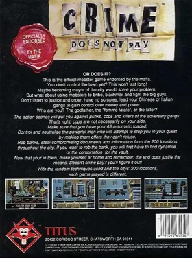 Crime Does Not Pay box cover back